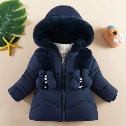 Vinterjacka för Flickor 1–4 år – Hooded Down Jacket med Fjärilsdetalj