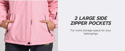 TACVASEN Winter Fleece Lined Hooded Parka Jacket Womens Ski Snowboard Warm Coats Waterproof 5 Zipper Pockets Windbreaker Outwear