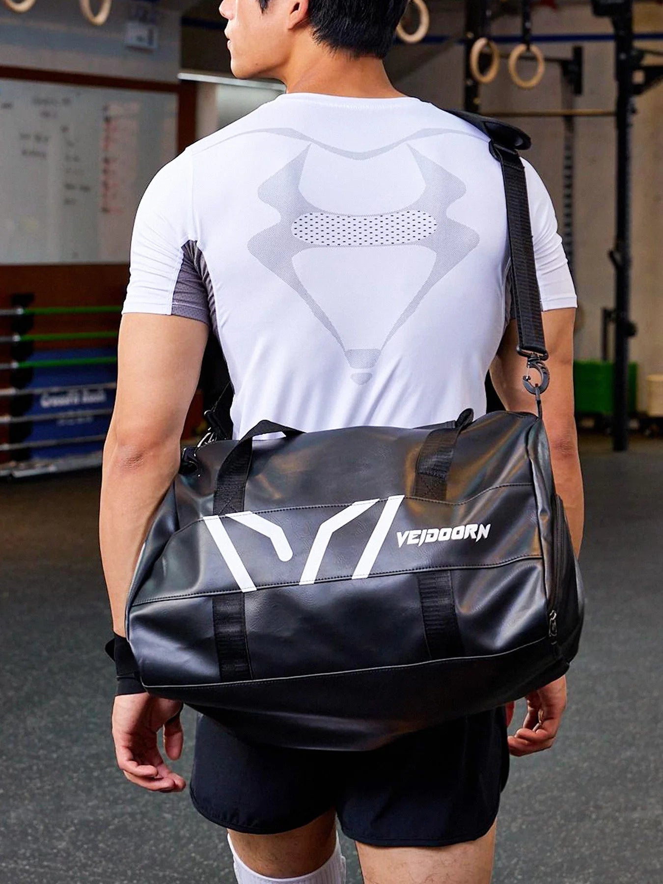 Veidoorn Large Capacity Gym Bag Waterproof Durable Dry and Wet Separation Sports Leather Bag Outdoor Travel Backpack