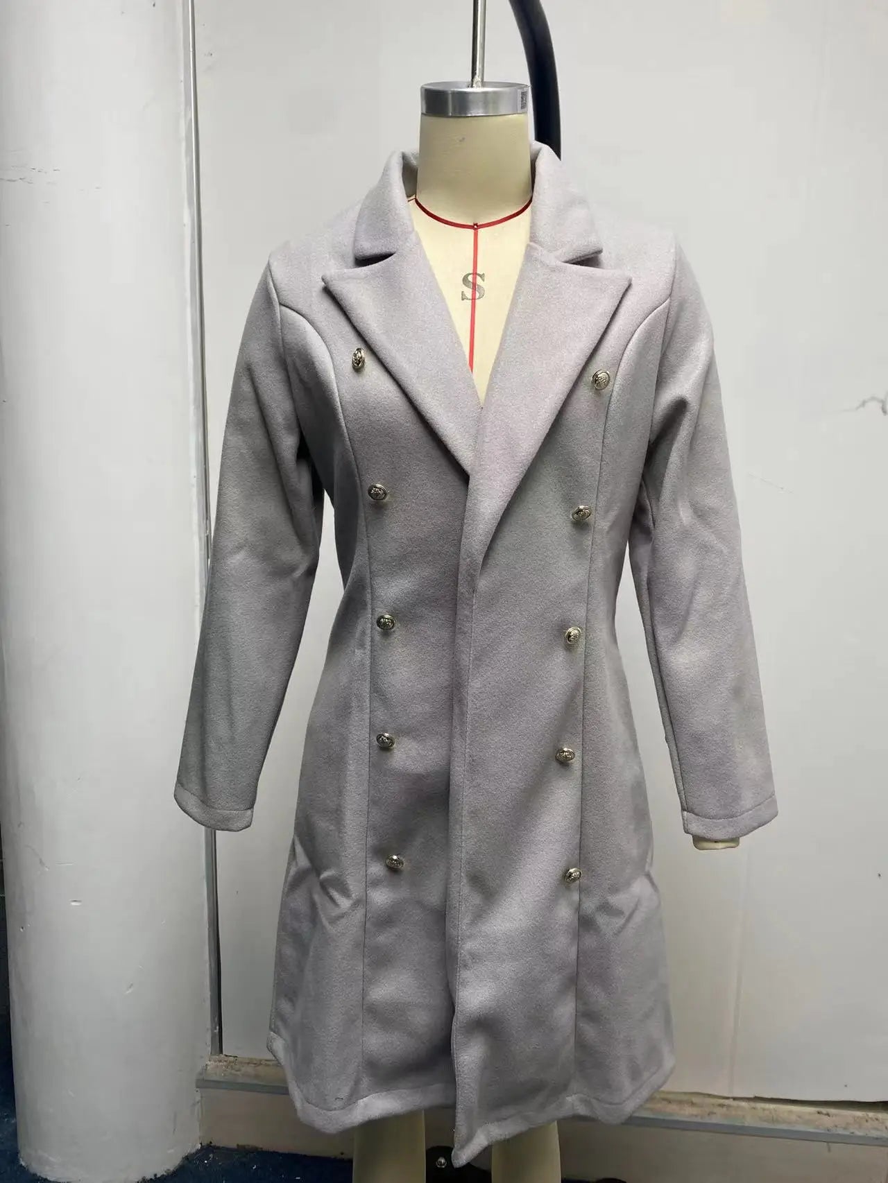 Damkappa i ull – lång trenchcoat, höst/vinter