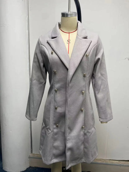 Damkappa i ull – Elegant slim fit, dubbelknäppt vinterfavorit för höst och vinter