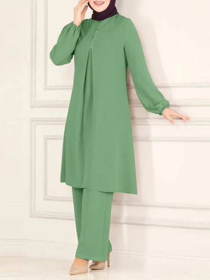 Elegant 2-delat Muslim Dress Set – Blus & Vida Byxor