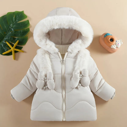 Vinterjacka för Flickor 1–4 år – Hooded Down Jacket med Fjärilsdetalj