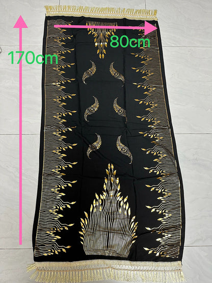 Sommarabaya – Kortärmad med guldfärgade tryck och matchande sjal