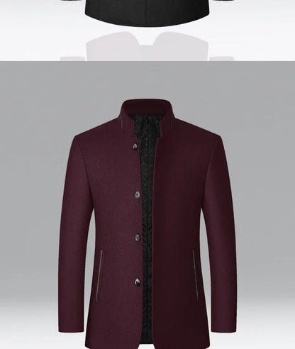 TFETTERS 2025 Herrjacka – Vinterkappa med kinesisk ståkrage | Elegant & Varm Ullkappa för Män