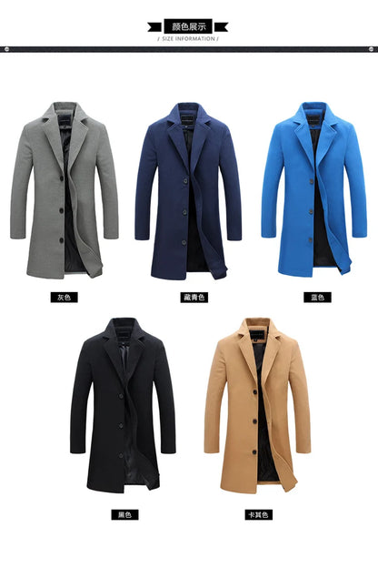 Elegant Ullrock Herr – Lång Slim Fit Kappa i Ull- & Bomullsblandning (Höst/Vinter 2025)