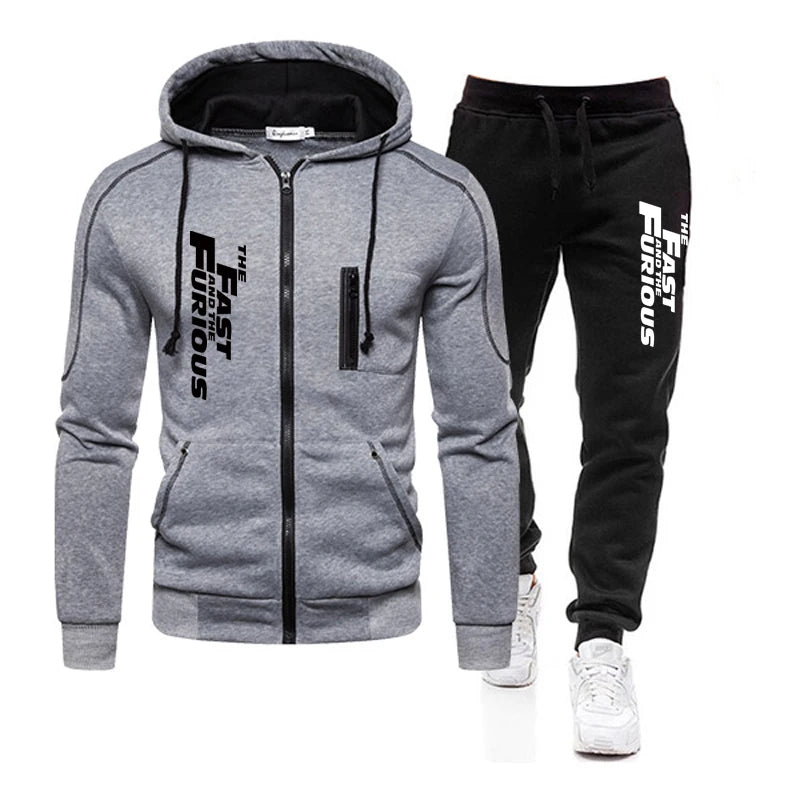 Herr tracksuit – 2-delad hoodie & byxor med print