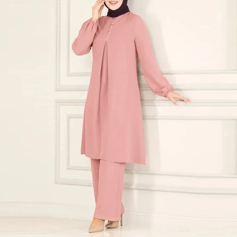 Elegant 2-delat Muslim Dress Set – Blus & Vida Byxor