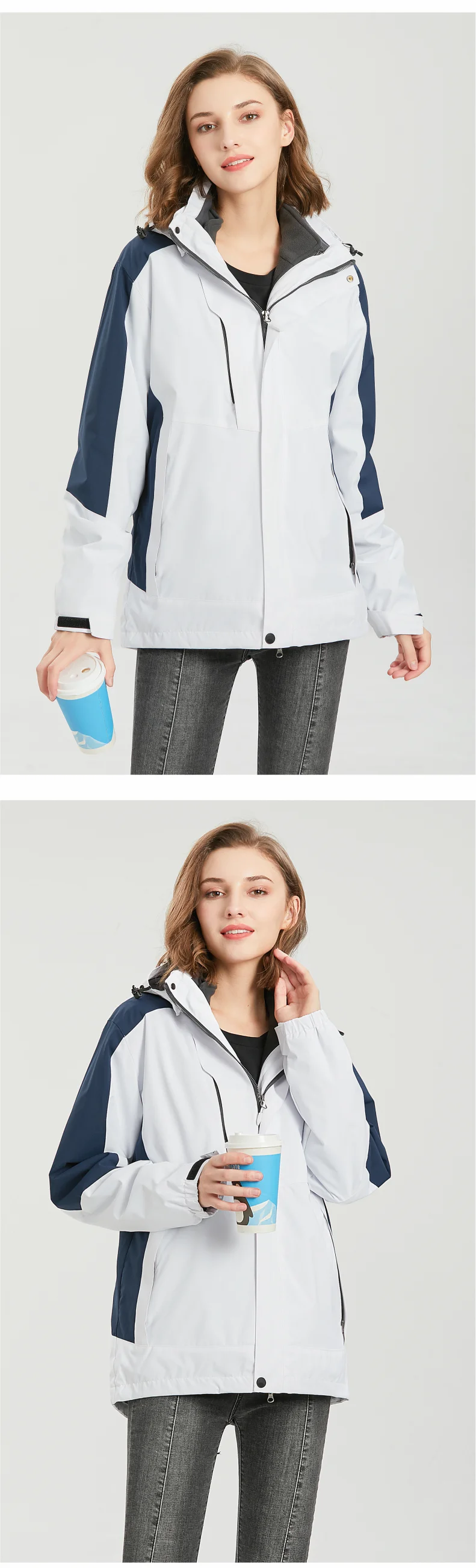 Thick coat jacket printing Detachable jacket embroidered logo Customized men's trendy outdoor assault suit Two piece jacket set