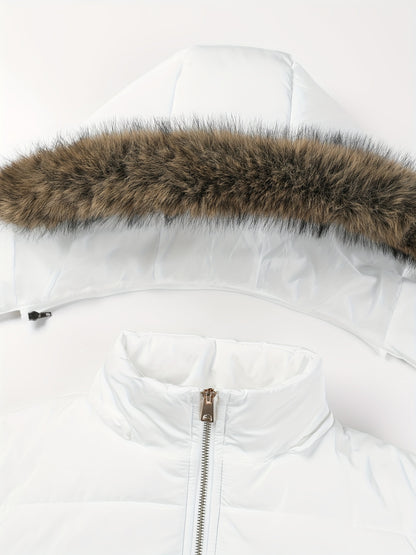 Damjacka med huva – midilång, dragkedja och justerbart bälte