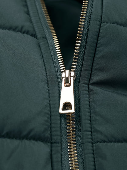 Damjacka med huva – midilång, dragkedja och justerbart bälte