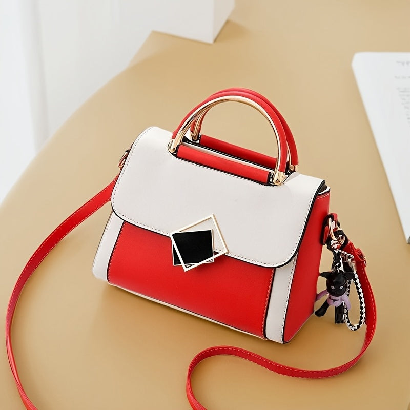 Dam crossbody-väska – Justerbar & avtagbar rem, vit/rosa